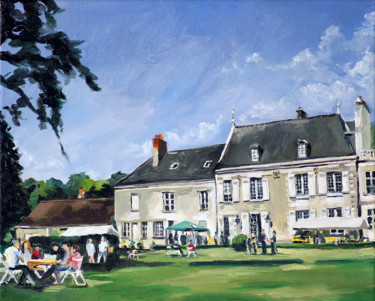 Painting titled "Le déjeuner sur l'h…" by Pascal Brachet, Original Artwork, Oil