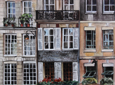 Painting titled "Les vitres" by Pascal Brachet, Original Artwork, Watercolor