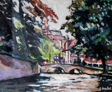 Painting titled "Bruges" by Pascal Brachet, Original Artwork, Oil