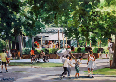 Painting titled "Parc de Bécon - Le…" by Pascal Brachet, Original Artwork, Oil