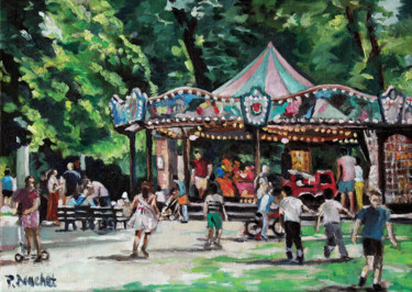 Painting titled "Parc de Bécon - Le…" by Pascal Brachet, Original Artwork, Oil