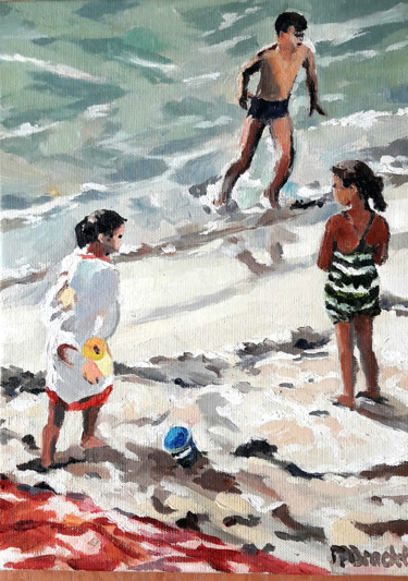 Peinture intitulée "la plage" par Pascal Brachet, Œuvre d'art originale, Huile