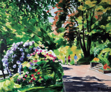 Peinture intitulée "Le parc au printemps" par Pascal Brachet, Œuvre d'art originale, Huile