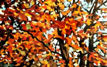Peinture intitulée "L'automne" par Pascal Brachet, Œuvre d'art originale, Huile