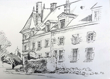 Tekening getiteld "La maison de Jacques" door Pascal Brachet, Origineel Kunstwerk, Potlood