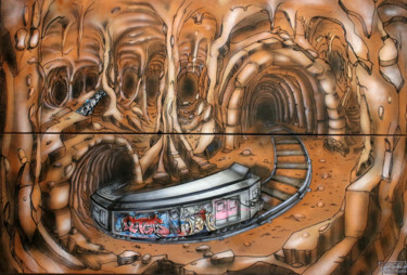 Painting titled "Tunnel" by Braga, Original Artwork, Acrylic