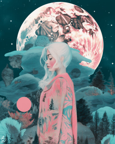 Digital Arts titled "PASTEL MOON" by Mélanie Braganti, Original Artwork, 2D Digital Work