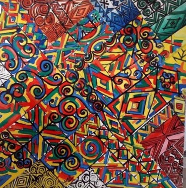 Peinture intitulée "Artisanat amazigh" par Brahim Damen, Œuvre d'art originale, Huile