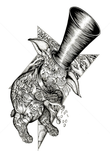 Disegno intitolato "rabbit.jpg" da Brainesstein, Opera d'arte originale, Inchiostro