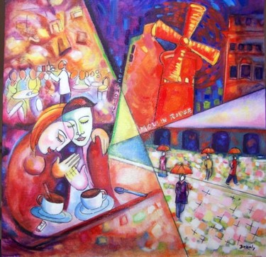 Painting titled "Une nuit à Paris" by Bramly, Original Artwork