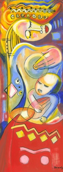 Peinture intitulée "Totem de la femme e…" par Bramly, Œuvre d'art originale, Huile