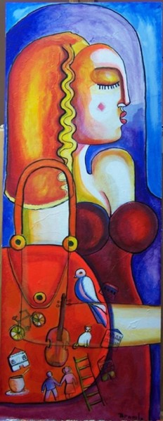 Peinture intitulée "Le sac d'une femme" par Bramly, Œuvre d'art originale