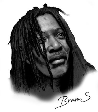 Drawing titled "alpha.blondy jpg" by Bram'S Coulibaly, Original Artwork, Charcoal