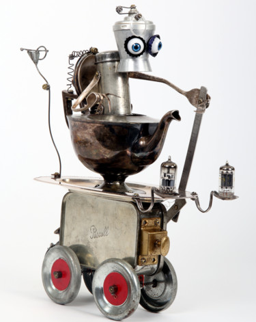 Skulptur mit dem Titel "crazy car driver" von Branimir Misic, Original-Kunstwerk, Metalle