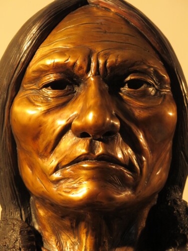 Skulptur mit dem Titel "Sitting Bull, Nativ…" von Brandon Borgelt, Original-Kunstwerk, Bronze