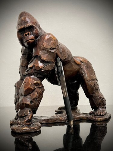 Rzeźba zatytułowany „Silverback Gorilla…” autorstwa Brandon Borgelt, Oryginalna praca, Brąz