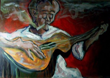 Painting titled "Guitarist Soul" by Brandon Nicholas, Original Artwork, Oil