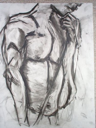Drawing titled "Male's Torso" by Brandon Nicholas, Original Artwork