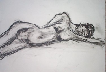 Drawing titled "Nude Asleep" by Brandon Nicholas, Original Artwork