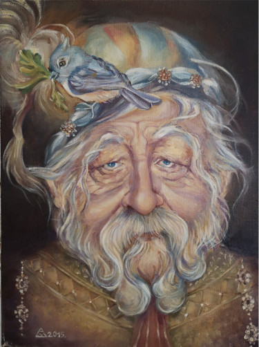 Painting titled "Wizard" by Branislava Grubjesic Pantelic, Original Artwork, Oil