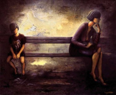 Peinture intitulée "mother & child" par Branka Moser, Œuvre d'art originale