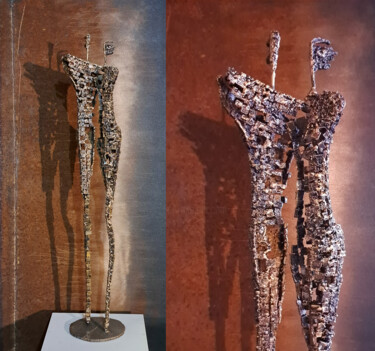 Sculpture titled "Love Couple" by Brano Brody, Original Artwork, Metals