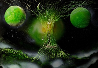 Malerei mit dem Titel "Cosmic Life Tree" von Beate Braß, Original-Kunstwerk, Acryl