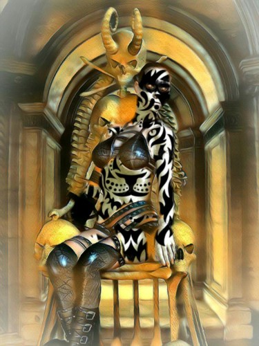 Digitale Kunst mit dem Titel "Mystic Tiger Lady 2" von Beate Braß, Original-Kunstwerk, Digitale Malerei