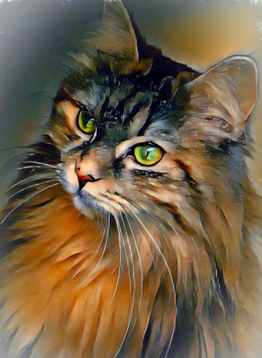 Digital Arts titled "Kitty Cat 3 - Katze" by Beate Braß, Original Artwork, Digital Painting