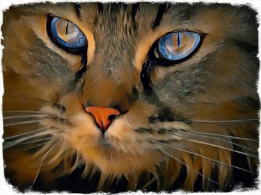 Digital Arts titled "Kitty Cat 4 - Katze" by Beate Braß, Original Artwork, Digital Painting