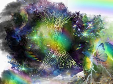 Digitale Kunst mit dem Titel "LIFE TREE" von Beate Braß, Original-Kunstwerk, Digitale Malerei