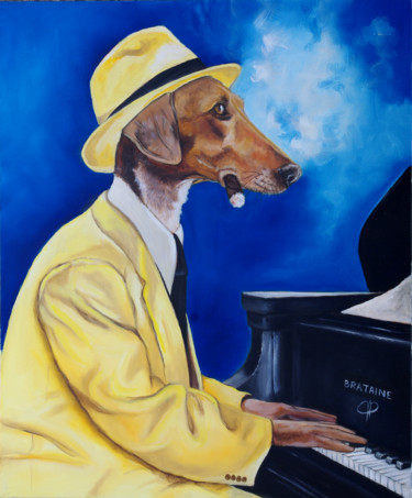 Malerei mit dem Titel "Mister jazz" von Brataine, Original-Kunstwerk, Öl