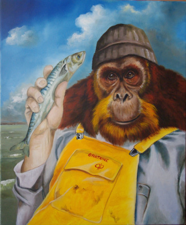 Peinture intitulée "Le pêcheur de maque…" par Brataine, Œuvre d'art originale, Huile