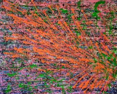 Pintura titulada "Estallido en Naranja" por Bravo Navarro, Obra de arte original, Acrílico Montado en Bastidor de camilla de…