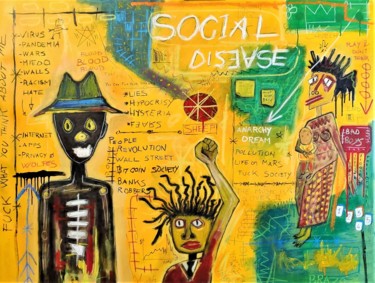 Painting titled "social disease" by Brazo, Original Artwork, Acrylic