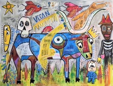 绘画 标题为“Dont touch my bull” 由Brazo, 原创艺术品, 丙烯