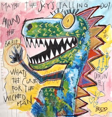 Malerei mit dem Titel "Fly dragon" von Brazo, Original-Kunstwerk, Acryl