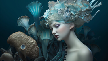 Digital Arts titled "Pearl of the Depths" by Breaj, Original Artwork, AI generated image