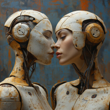 Digitale Kunst getiteld "Love in the Age of…" door Breaj, Origineel Kunstwerk, AI gegenereerde afbeelding