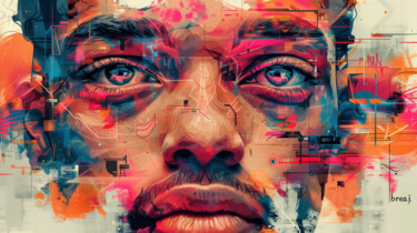 Digital Arts titled "Blue Eyes Johnson" by Breaj, Original Artwork, AI generated image