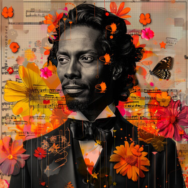 Digital Arts titled "Melodic Blossoms" by Breaj, Original Artwork, AI generated image