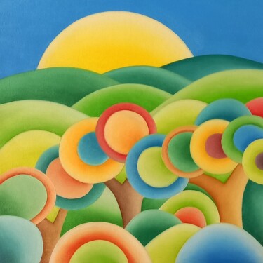 Painting titled "Sunset 15F" by Brenda Daniela, Original Artwork, Oil