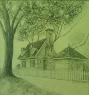 Drawing titled "Williamsburg" by Brenda Swain, Original Artwork