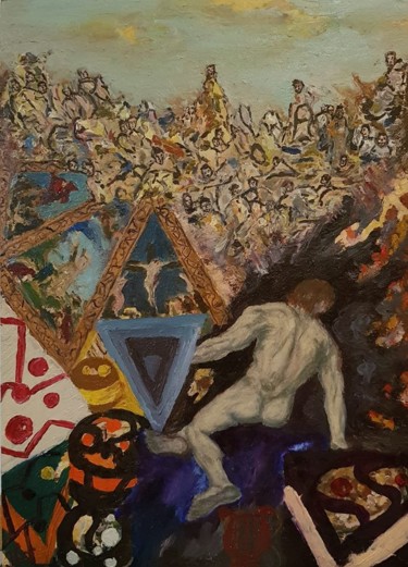 Malerei mit dem Titel "La caduta di Apollo…" von Octavian Mihai Cosmin Brendea, Original-Kunstwerk, Öl