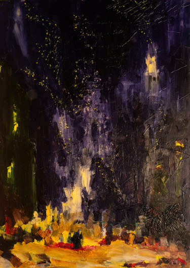 Painting titled "THE NIGHT" by Octavian Mihai Cosmin Brendea, Original Artwork, Oil