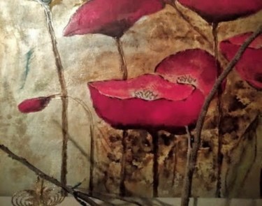 Painting titled "Red Poppies" by Brenda Winters, Original Artwork, Oil