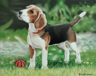 Картина под названием "The Dog" - Breno Chieppe Traspadini, Подлинное произведение искусства, Масло Установлен на Деревянная…