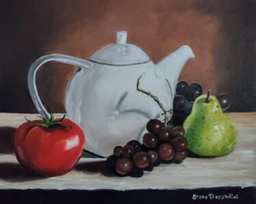 Pintura titulada "Bule de café com fr…" por Breno Chieppe Traspadini, Obra de arte original, Oleo Montado en Bastidor de cam…