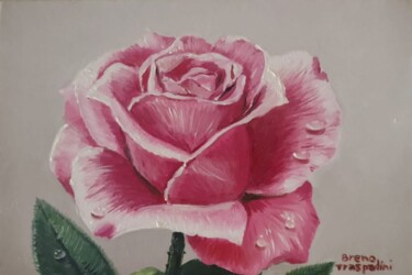 Painting titled "A Rosa" by Breno Chieppe Traspadini, Original Artwork, Oil Mounted on Wood Stretcher frame