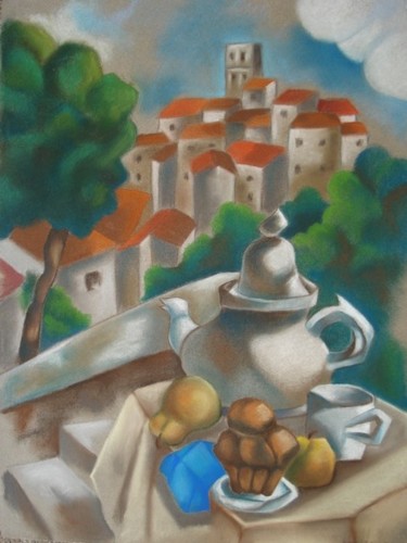 Peinture intitulée "Tea time, pastel" par Catherine Bres-Rhocanges, Œuvre d'art originale, Huile
